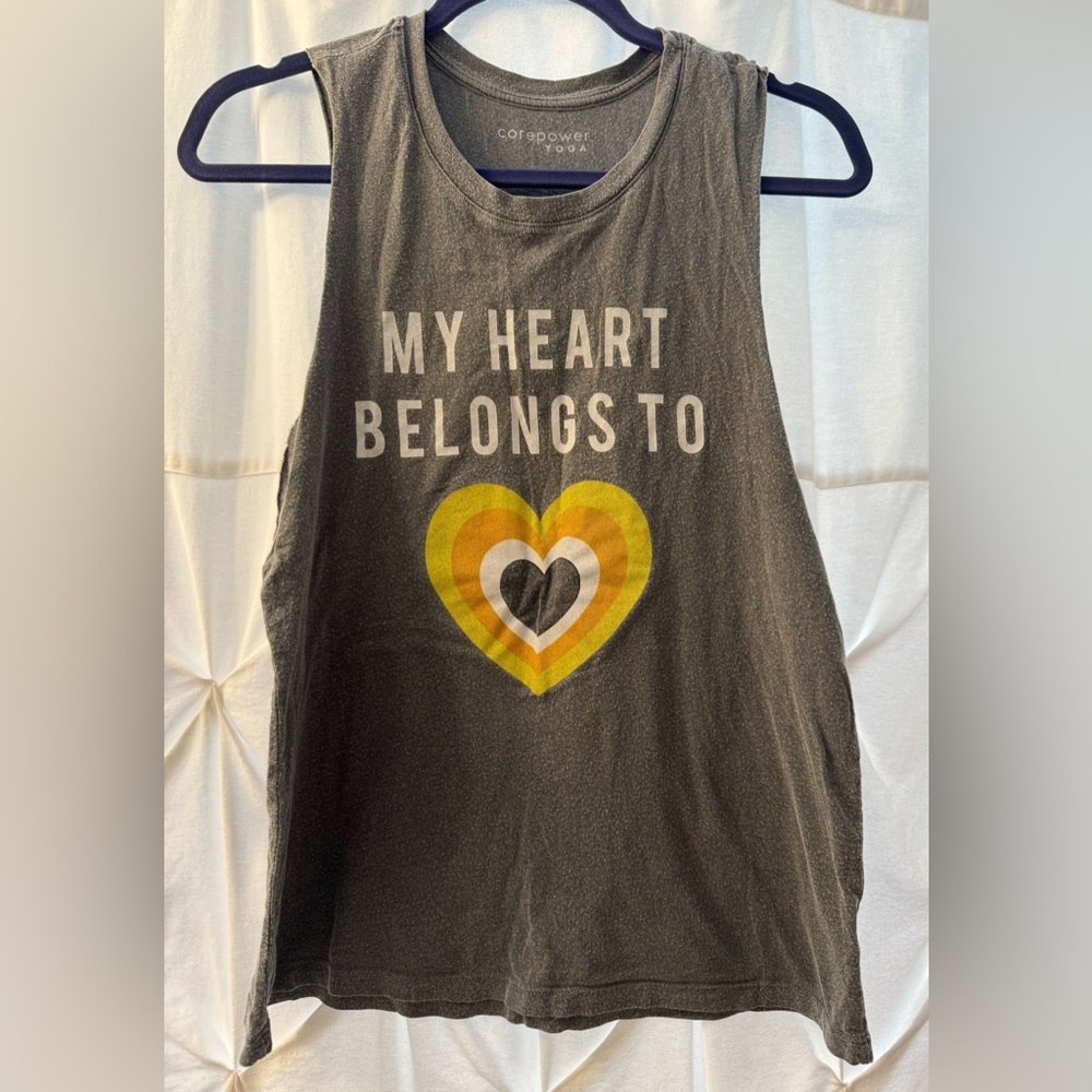 CorePower Yoga Tank, “My Heart Belongs to 💛,” Size Medium